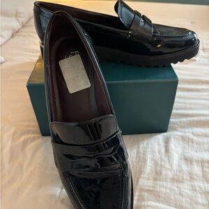 Franco Sarto Black Patent Leather Penny Loafers